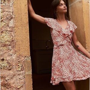 Free People Orange and White Midi Dress